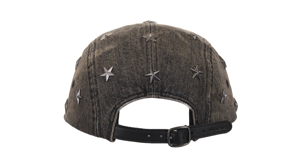 Supreme Stars Studded Denim Camp Cap Washed Black