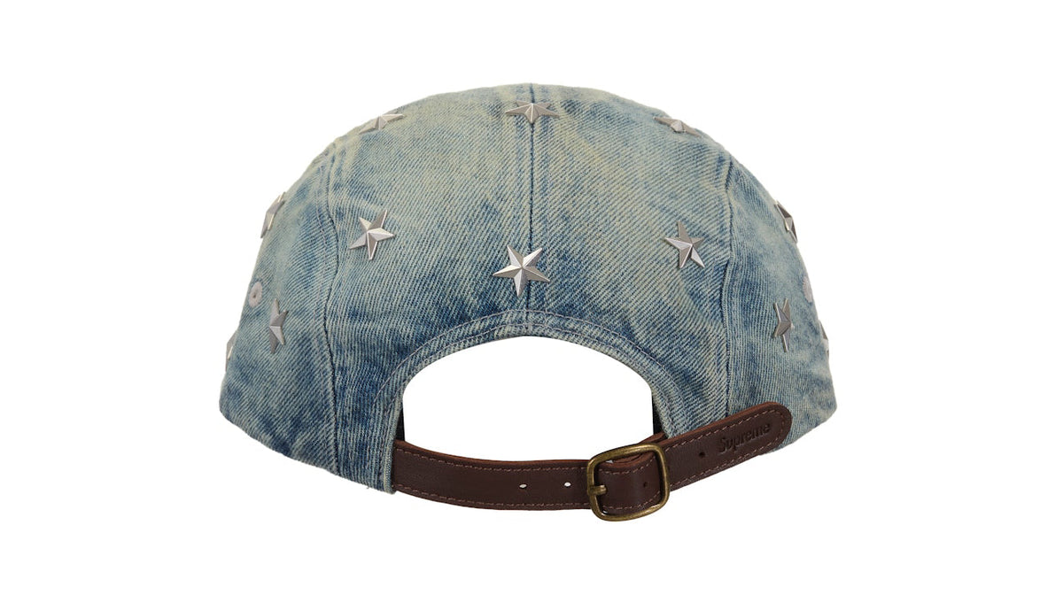 Supreme Stars Studded Denim Camp Cap Washed Indigo