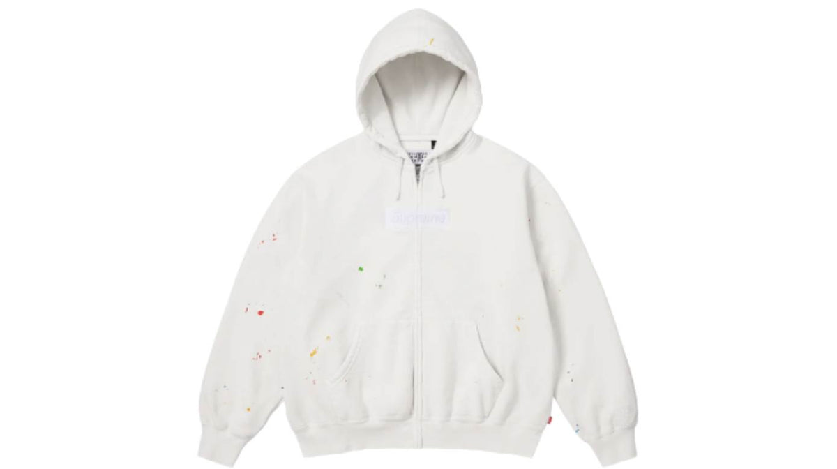 Supreme MM6 Maison Margiela Box Logo Zip Up Hooded Sweatshirt White