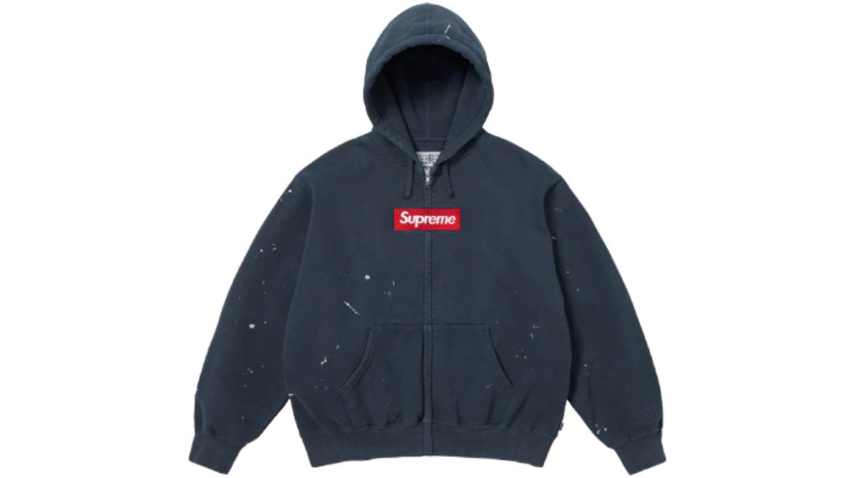 Supreme MM6 Maison Margiela Box Logo Zip Up Hooded Sweatshirt Navy