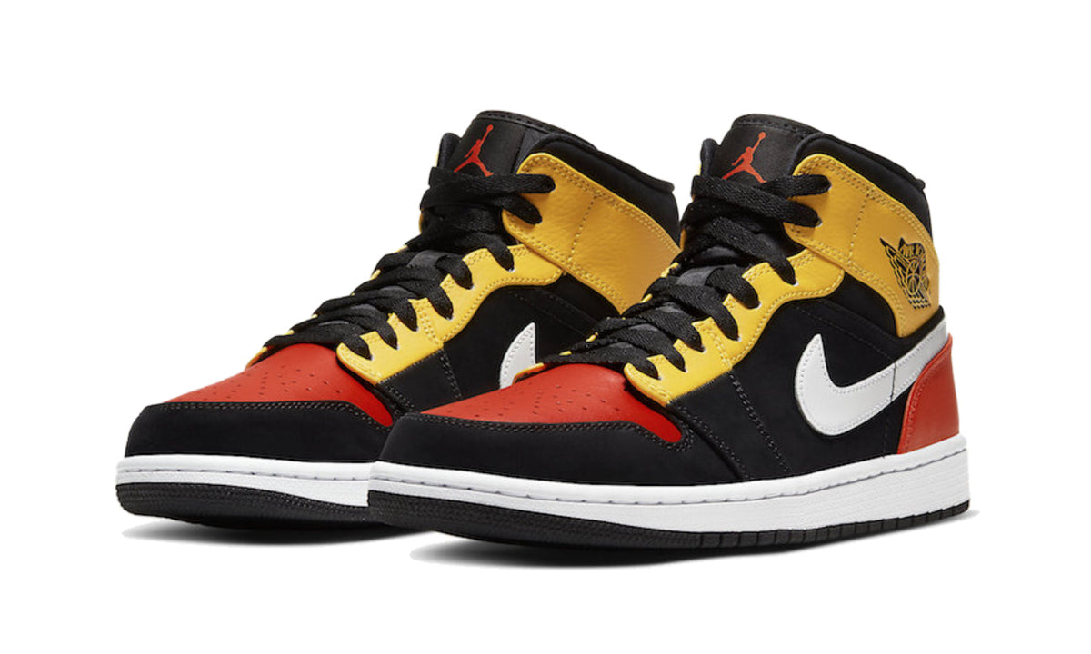 Air Jordan 1 Mid Black Amarillo Orange