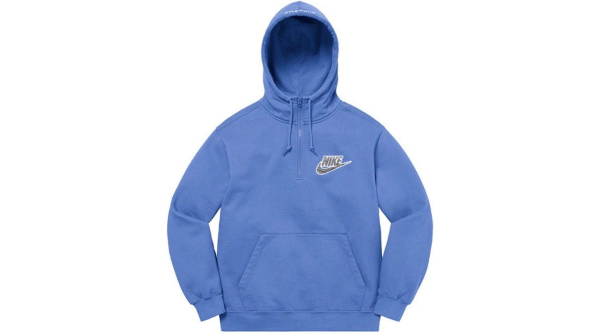 Supreme x Nike Half Zip Hooded Sweatshirt Blue (SS21)